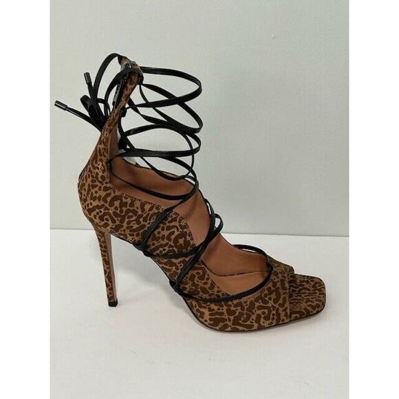 LITA By Ciara Strappy Sandal Stiletto Heel Leopard Leather Gladiator 42/11.5 NIB - Picture 3 of 12